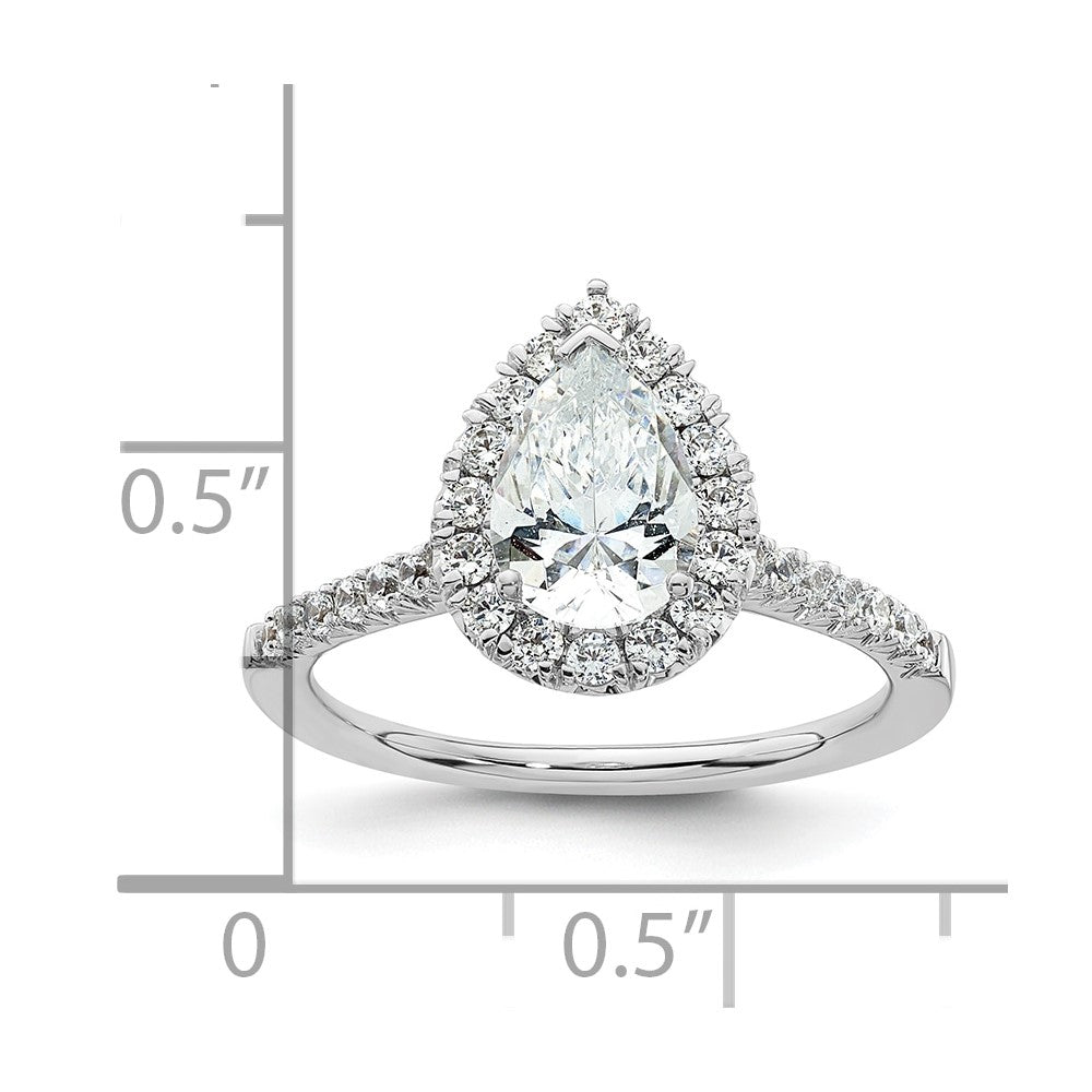 14kw Pear Halo Simulated Diamond Engagement Ring
