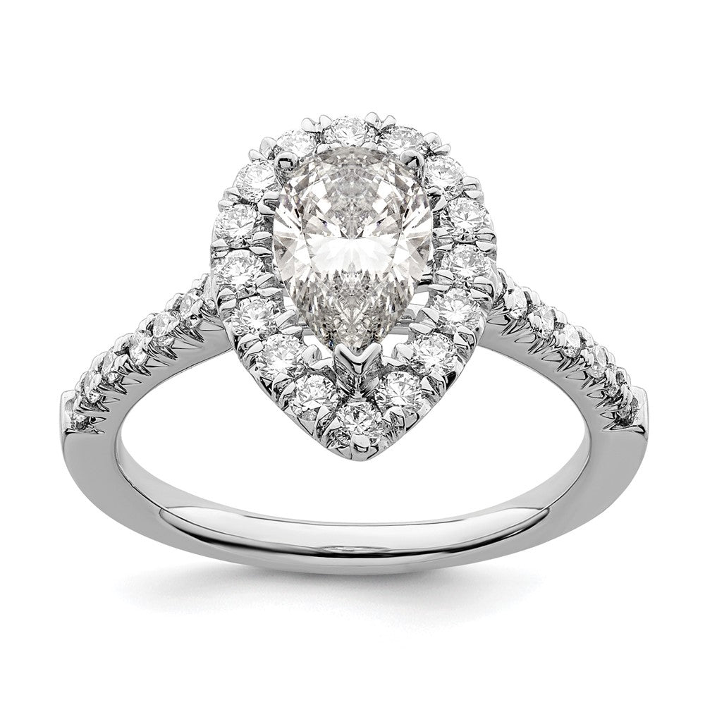 14kw Pear Halo Simulated Diamond Engagement Ring