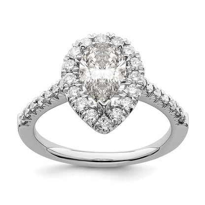 14kw Pear Halo Simulated Diamond Engagement Ring