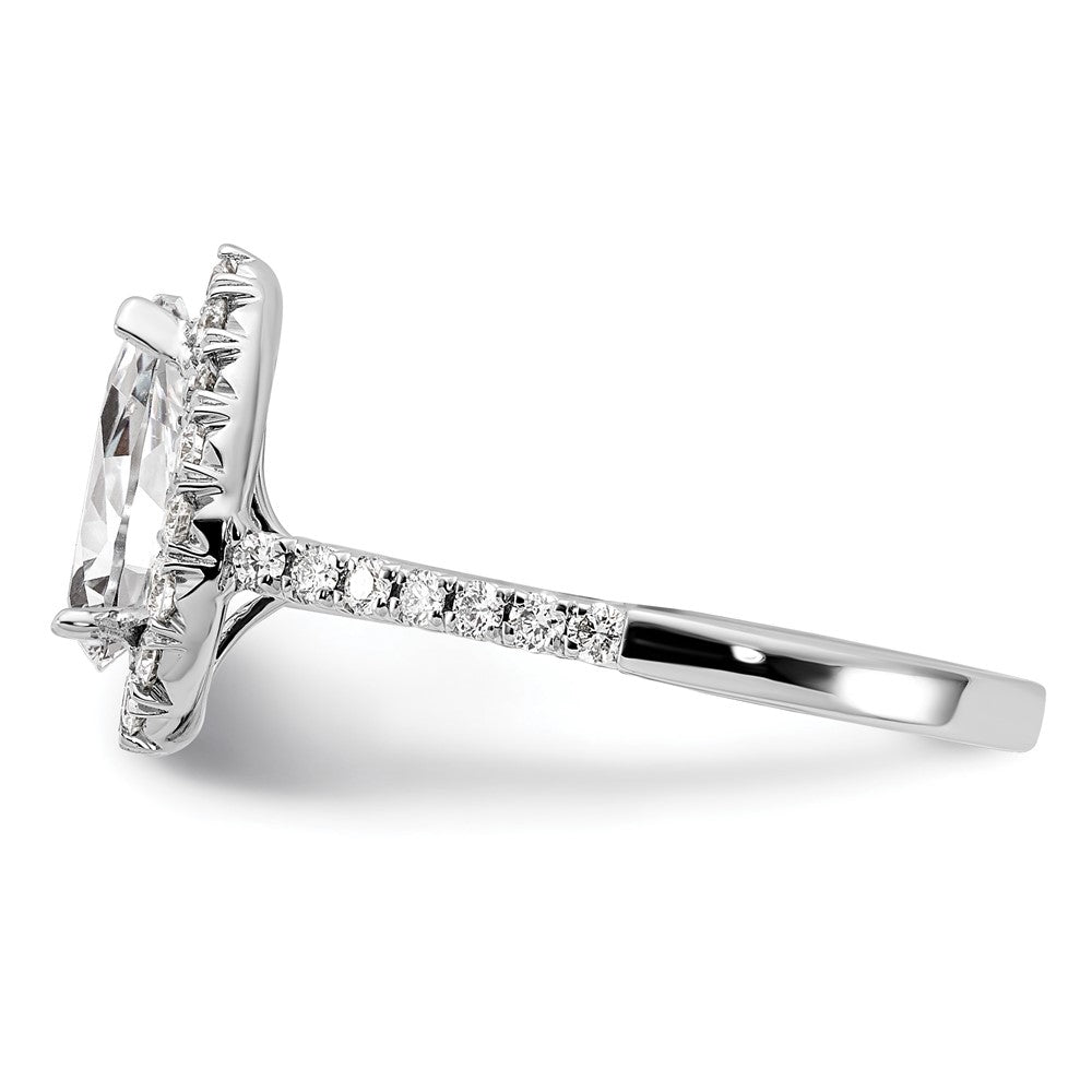 14kw Pear Halo Simulated Diamond Engagement Ring