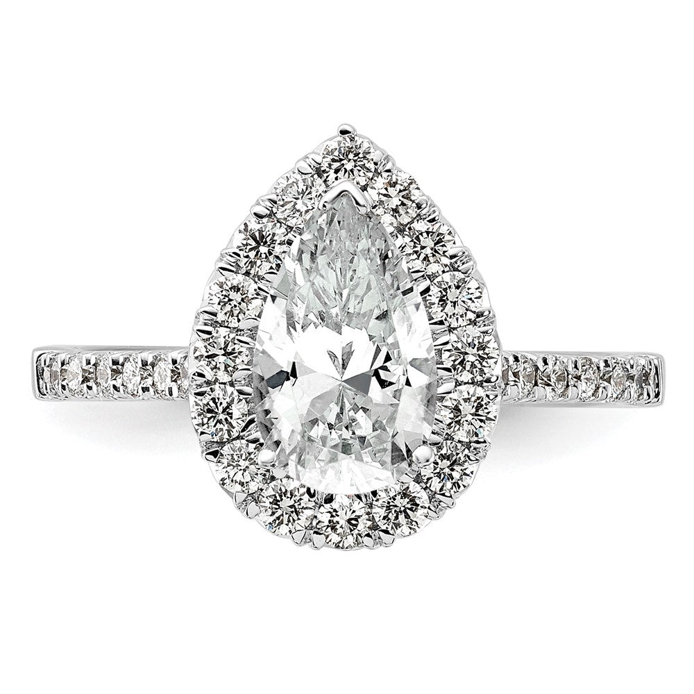14kw Pear Halo Simulated Diamond Engagement Ring