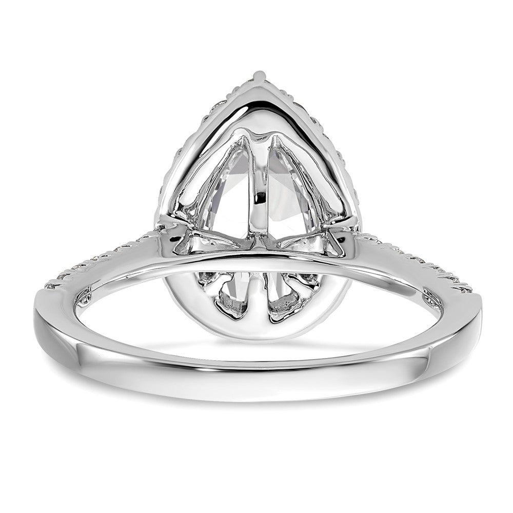 14kw Pear Halo Simulated Diamond Engagement Ring