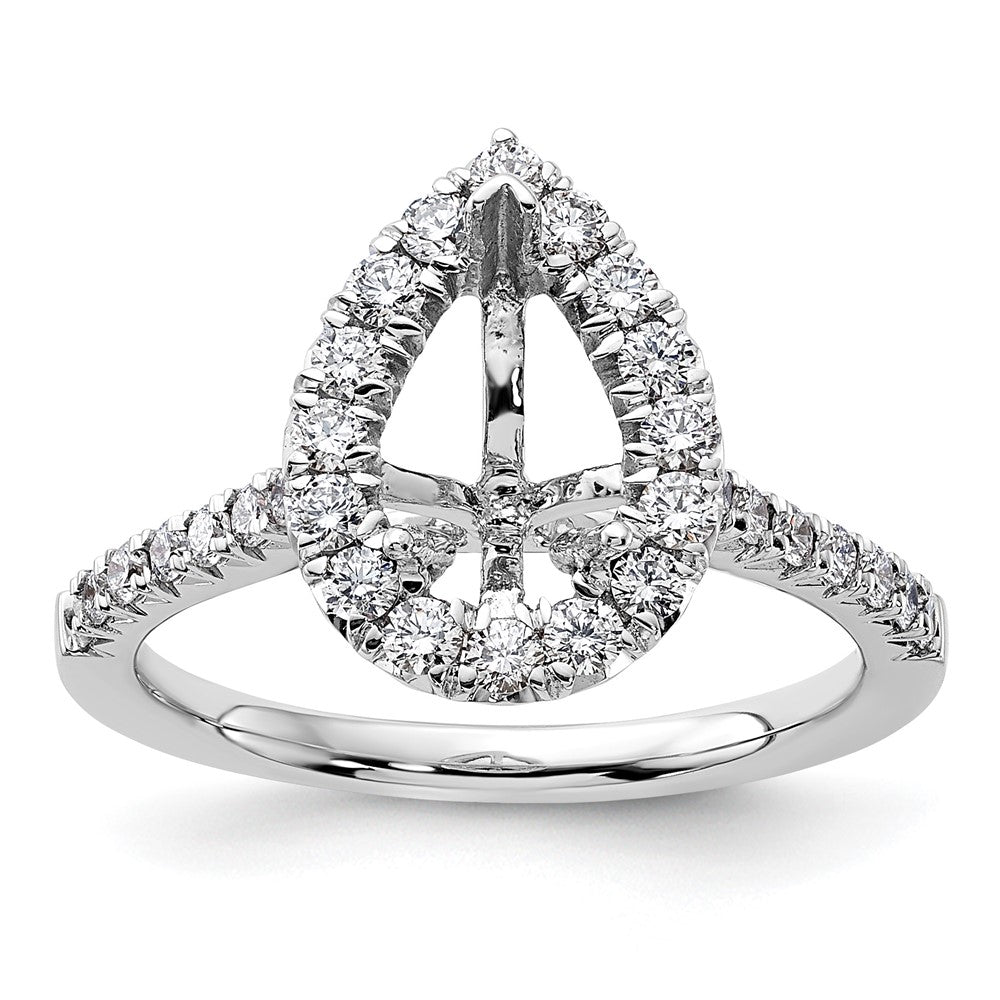 14kw Pear Halo Simulated Diamond Engagement Ring