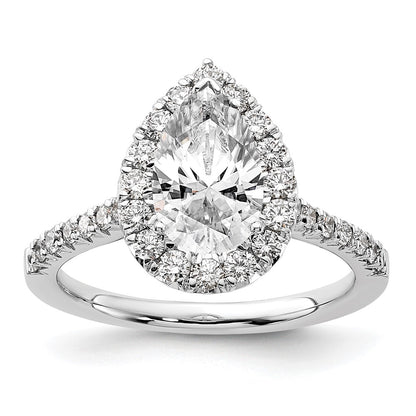 14kw Pear Halo Simulated Diamond Engagement Ring