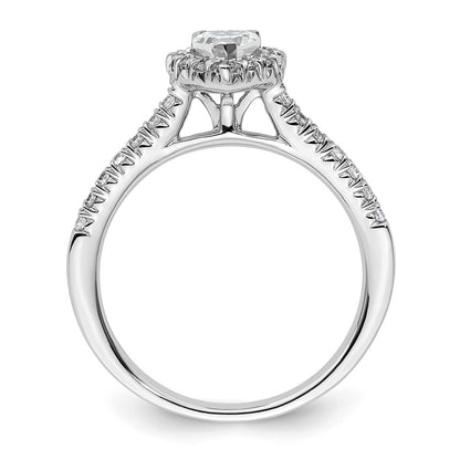 14kw Heart Halo Simulated Diamond Engagement Ring