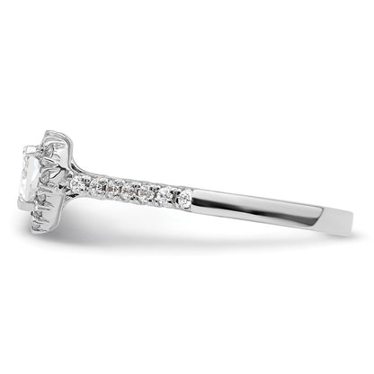 14kw Heart Halo Simulated Diamond Engagement Ring