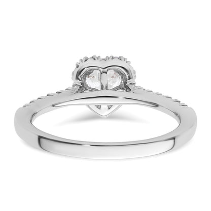 14kw Heart Halo Simulated Diamond Engagement Ring