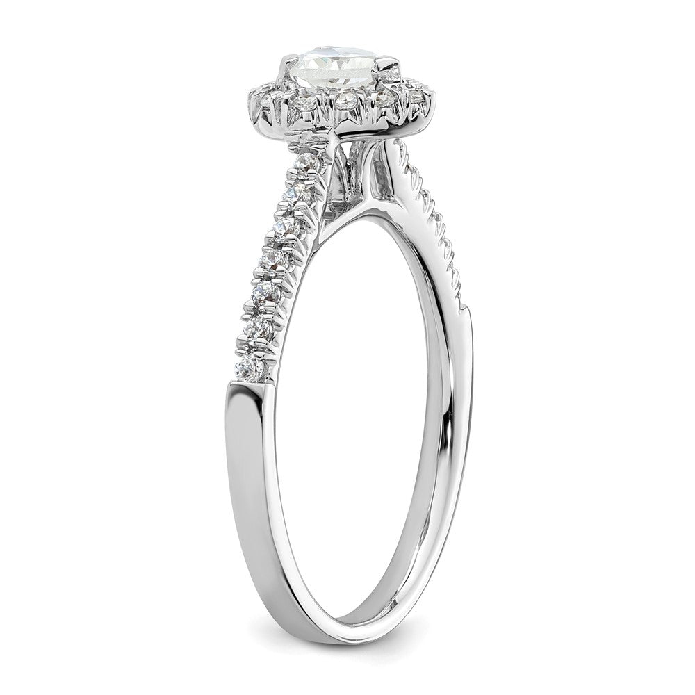 14kw Heart Halo Simulated Diamond Engagement Ring