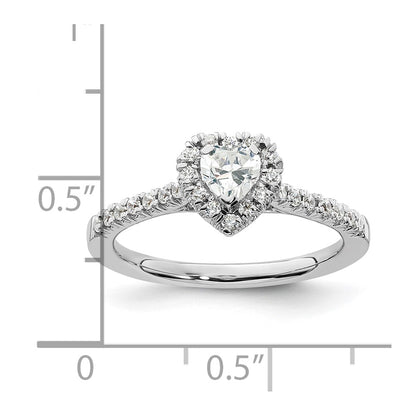 14kw Heart Halo Simulated Diamond Engagement Ring