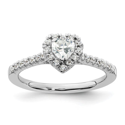 14kw Heart Halo Simulated Diamond Engagement Ring