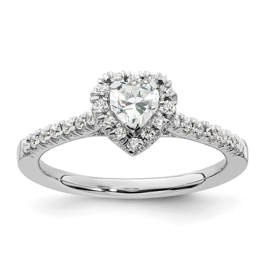 14kw Heart Halo Simulated Diamond Engagement Ring