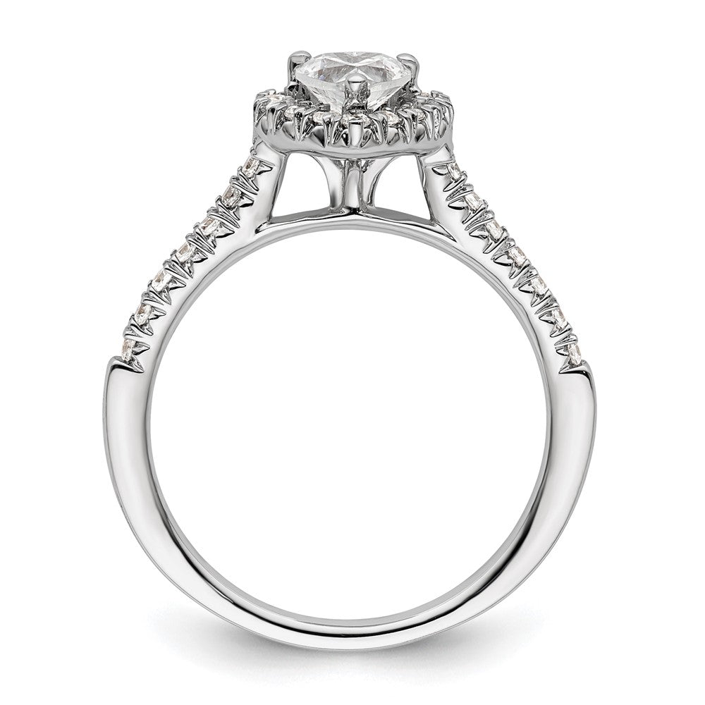 14kw Heart Halo Simulated Diamond Engagement Ring