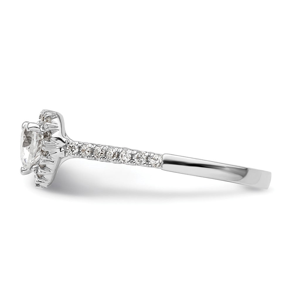 14kw Heart Halo Simulated Diamond Engagement Ring