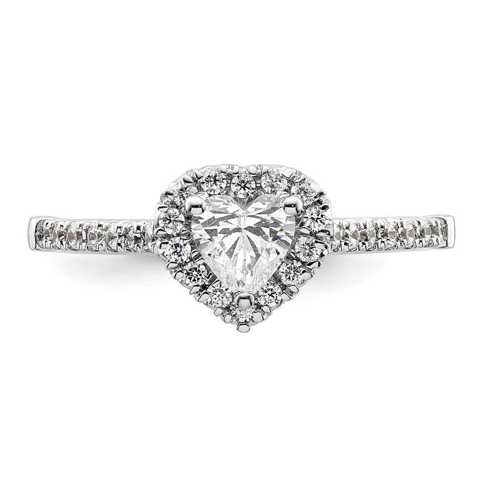 14kw Heart Halo Simulated Diamond Engagement Ring