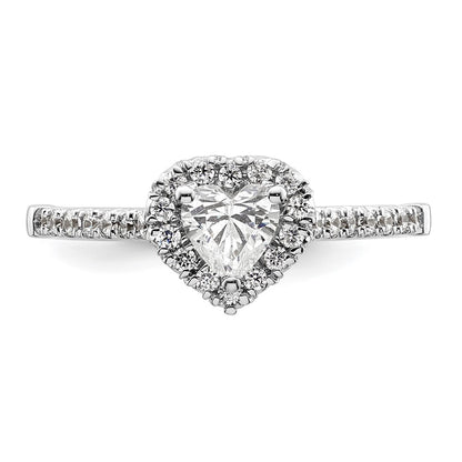 14kw Heart Halo Simulated Diamond Engagement Ring