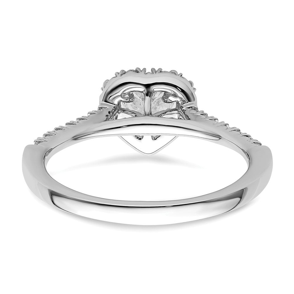 14kw Heart Halo Simulated Diamond Engagement Ring