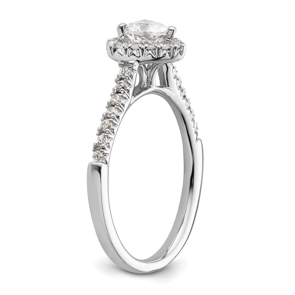 14kw Heart Halo Simulated Diamond Engagement Ring
