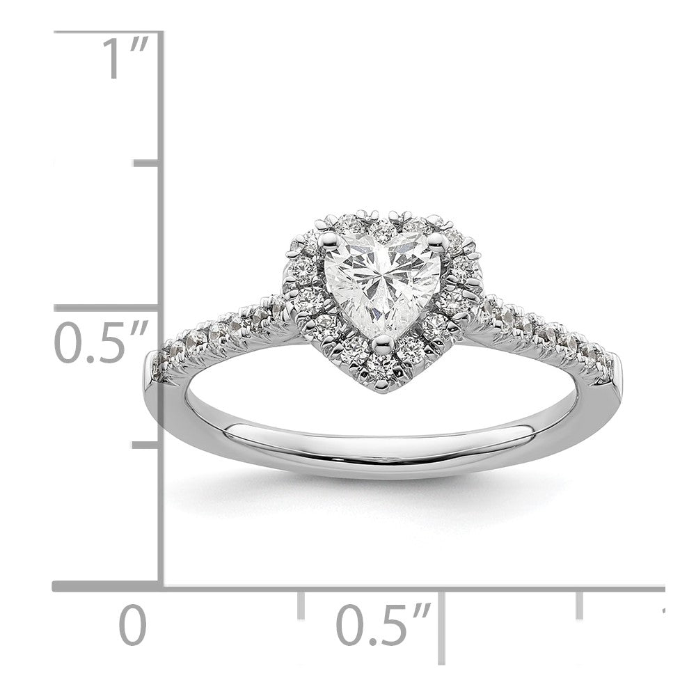 14kw Heart Halo Simulated Diamond Engagement Ring