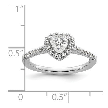 14kw Heart Halo Simulated Diamond Engagement Ring