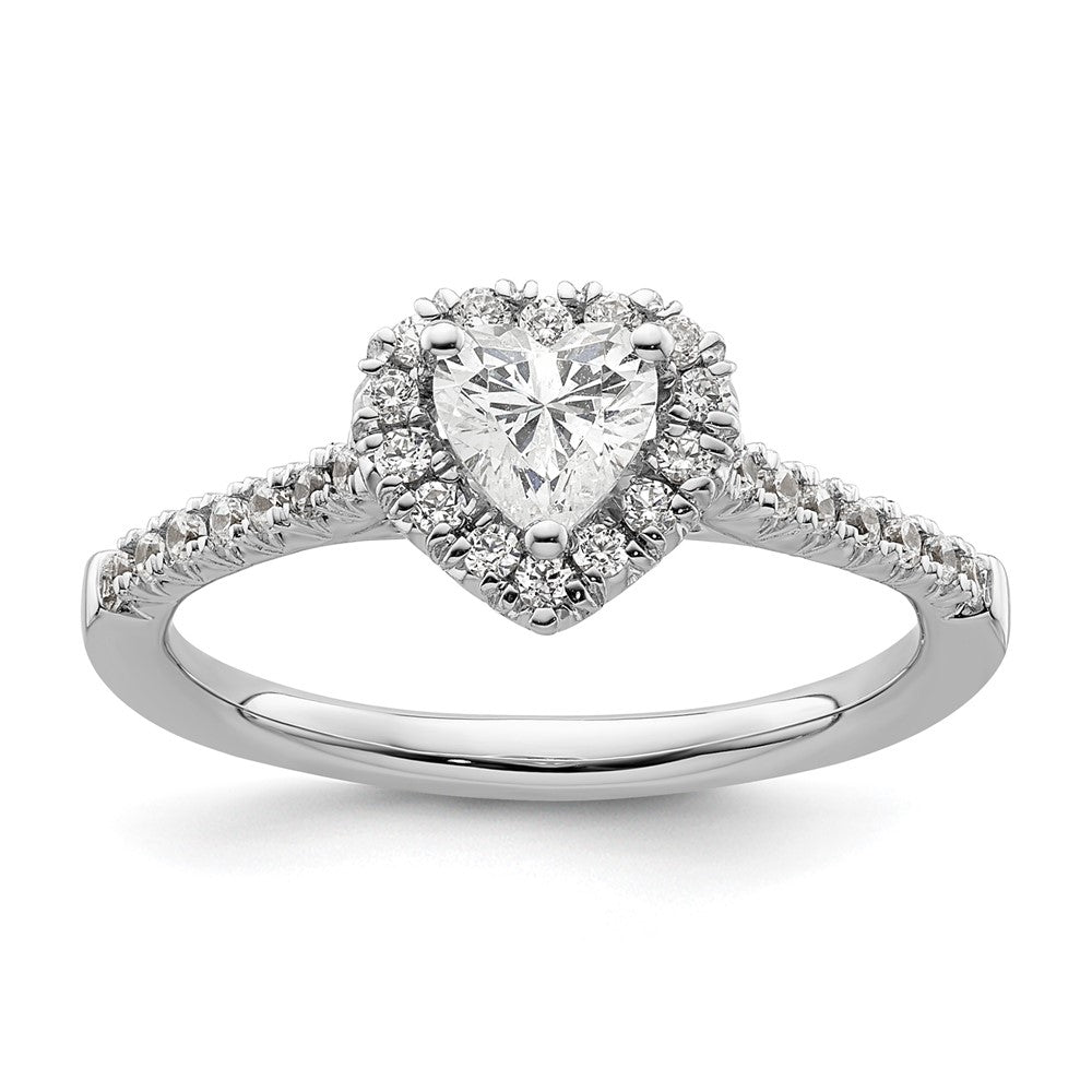 14kw Heart Halo Simulated Diamond Engagement Ring