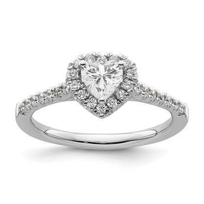 14kw Heart Halo Simulated Diamond Engagement Ring