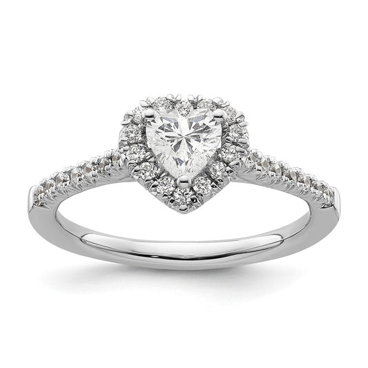 14kw Heart Halo Simulated Diamond Engagement Ring