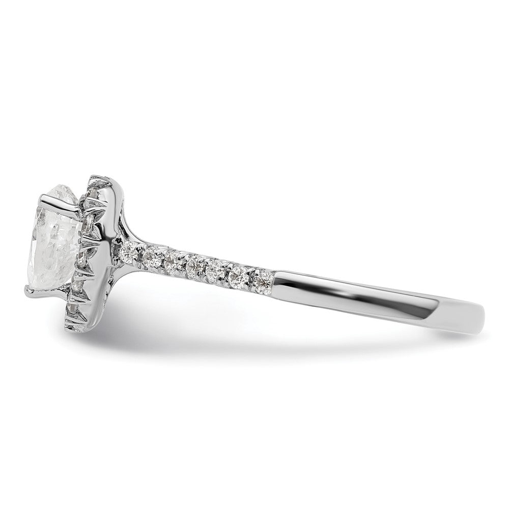 14kw Heart Halo Simulated Diamond Engagement Ring