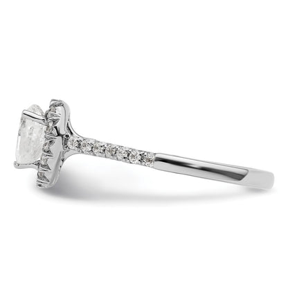 14kw Heart Halo Simulated Diamond Engagement Ring