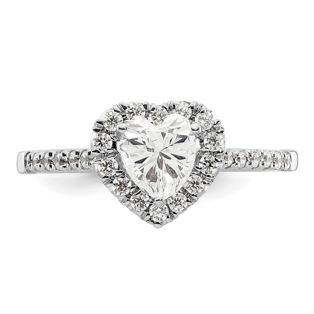 14kw Heart Halo Simulated Diamond Engagement Ring