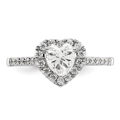 14kw Heart Halo Simulated Diamond Engagement Ring