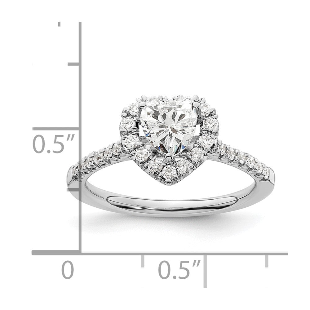 14kw Heart Halo Simulated Diamond Engagement Ring