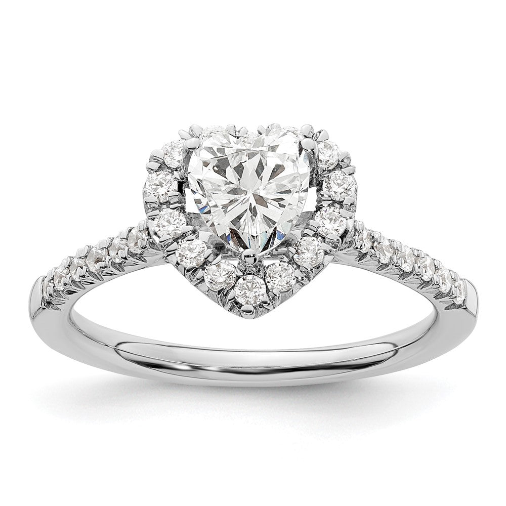 14kw Heart Halo Simulated Diamond Engagement Ring
