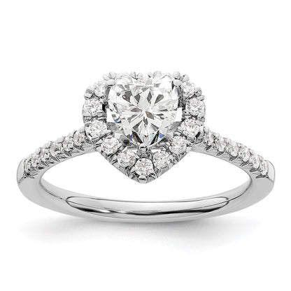 14kw Heart Halo Simulated Diamond Engagement Ring