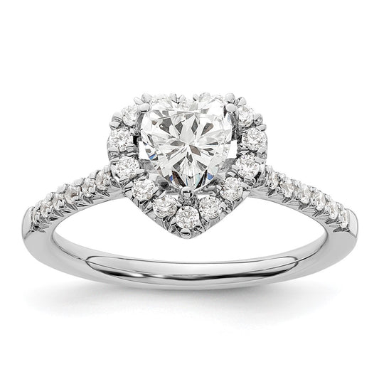 14kw Heart Halo Simulated Diamond Engagement Ring