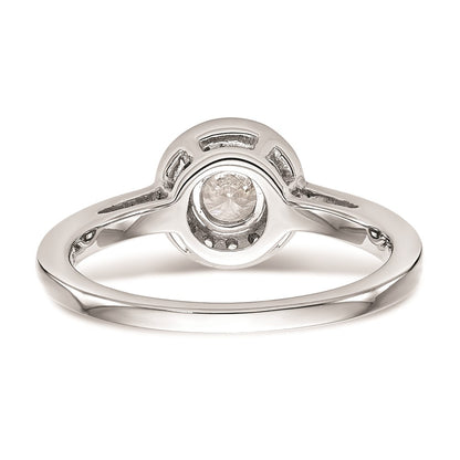 0.50ct. CZ Solid Real 14K White Gold Round Halo Engagement Ring