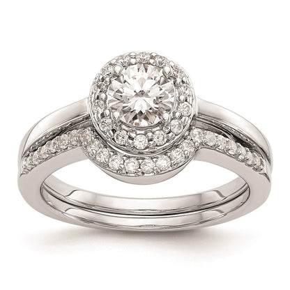 0.50ct. CZ Solid Real 14K White Gold Round Halo Engagement Ring