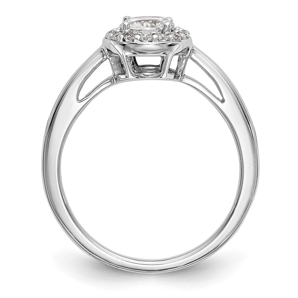 14K White Gold Round Simulated Diamond Halo Engagement Ring