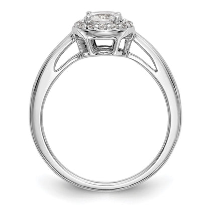 14K White Gold Round Simulated Diamond Halo Engagement Ring