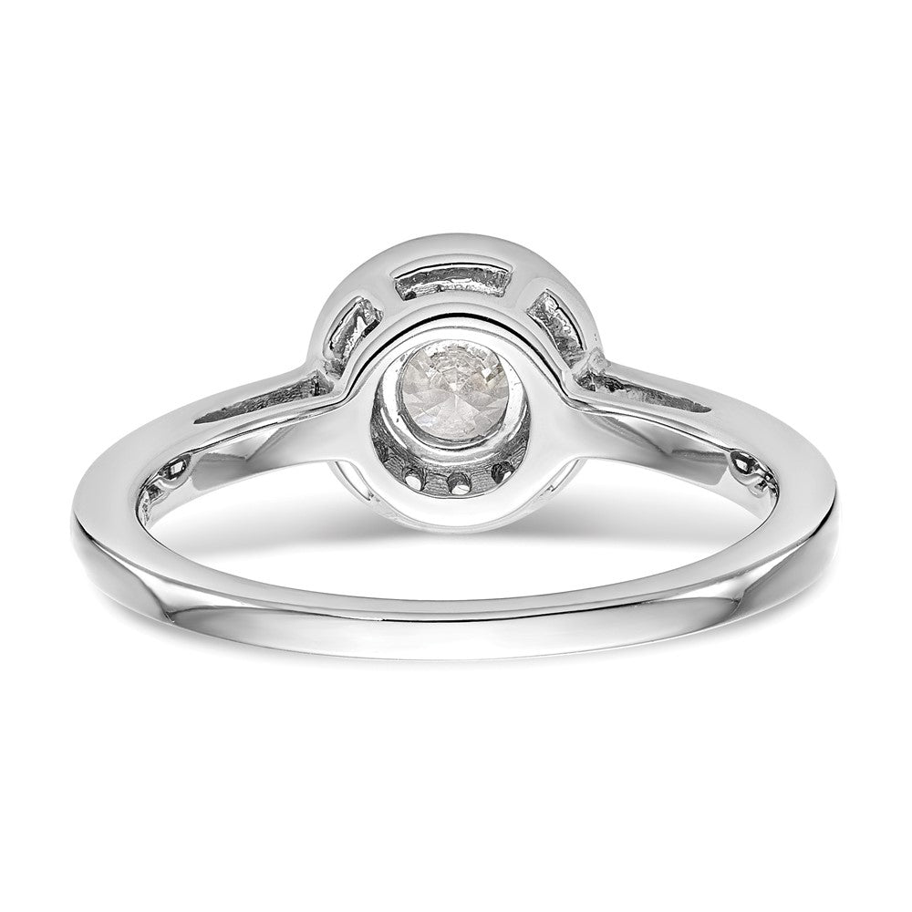 14K White Gold Round Simulated Diamond Halo Engagement Ring
