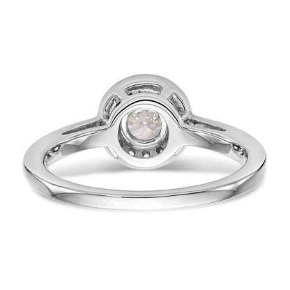 14K White Gold Round Simulated Diamond Halo Engagement Ring