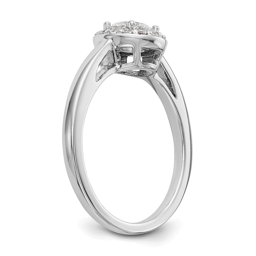 14K White Gold Round Simulated Diamond Halo Engagement Ring
