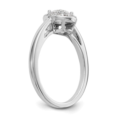 14K White Gold Round Simulated Diamond Halo Engagement Ring