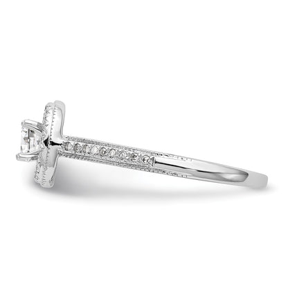 14K White Gold Round Simulated Diamond Halo Engagement Ring