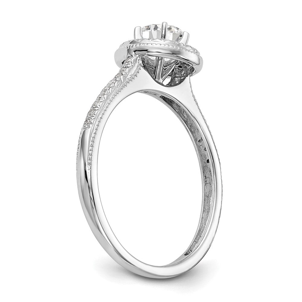 14K White Gold Round Simulated Diamond Halo Engagement Ring