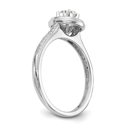 14K White Gold Round Simulated Diamond Halo Engagement Ring