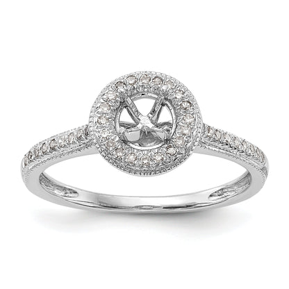 14K White Gold Round Simulated Diamond Halo Engagement Ring