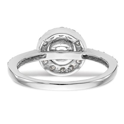14K White Gold Round Simulated Diamond Halo Engagement Ring