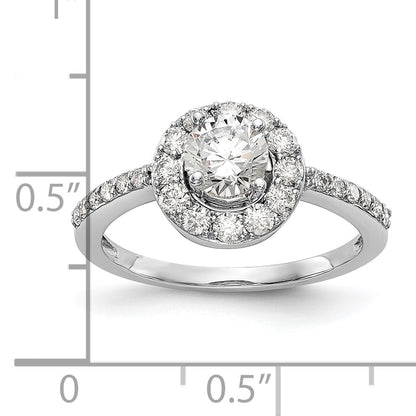14K White Gold Round Simulated Diamond Halo Engagement Ring