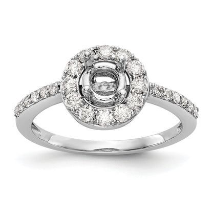 14K White Gold Round Simulated Diamond Halo Engagement Ring