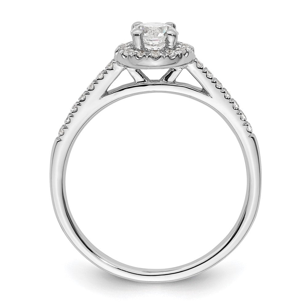 14K White Gold Round Simulated Diamond Halo Engagement Ring